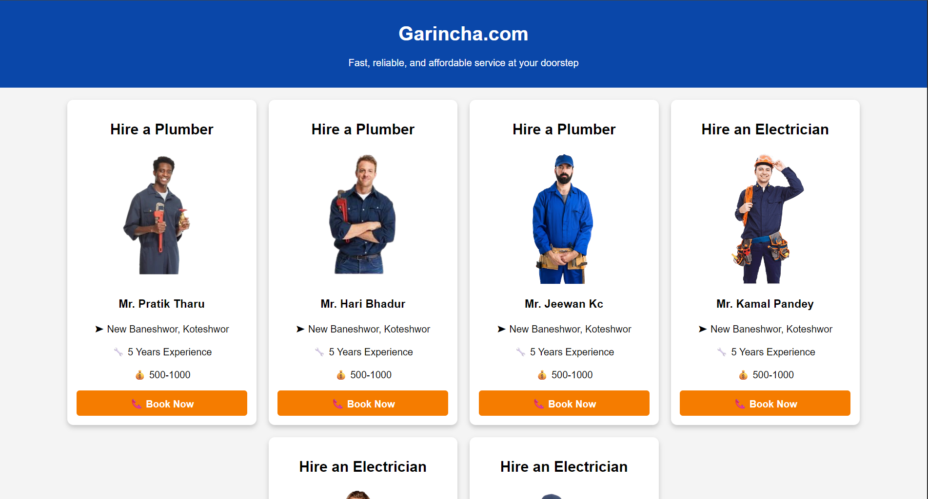 Garinxa Online Plumbing & Electrical Hiring